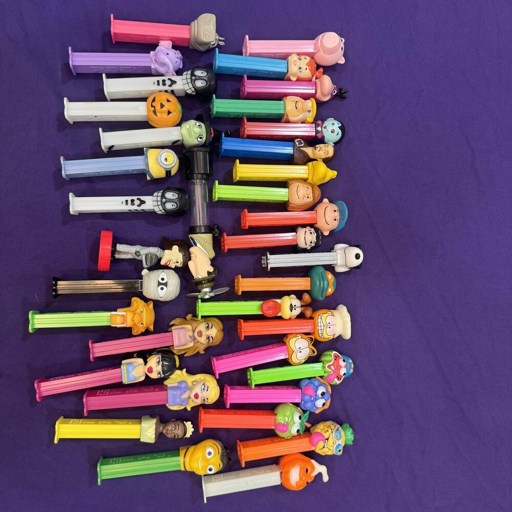 Vintage PEZ Dispenser Lot Cartoon Characters TMNT Barbie Minion Garfield Hallowe
